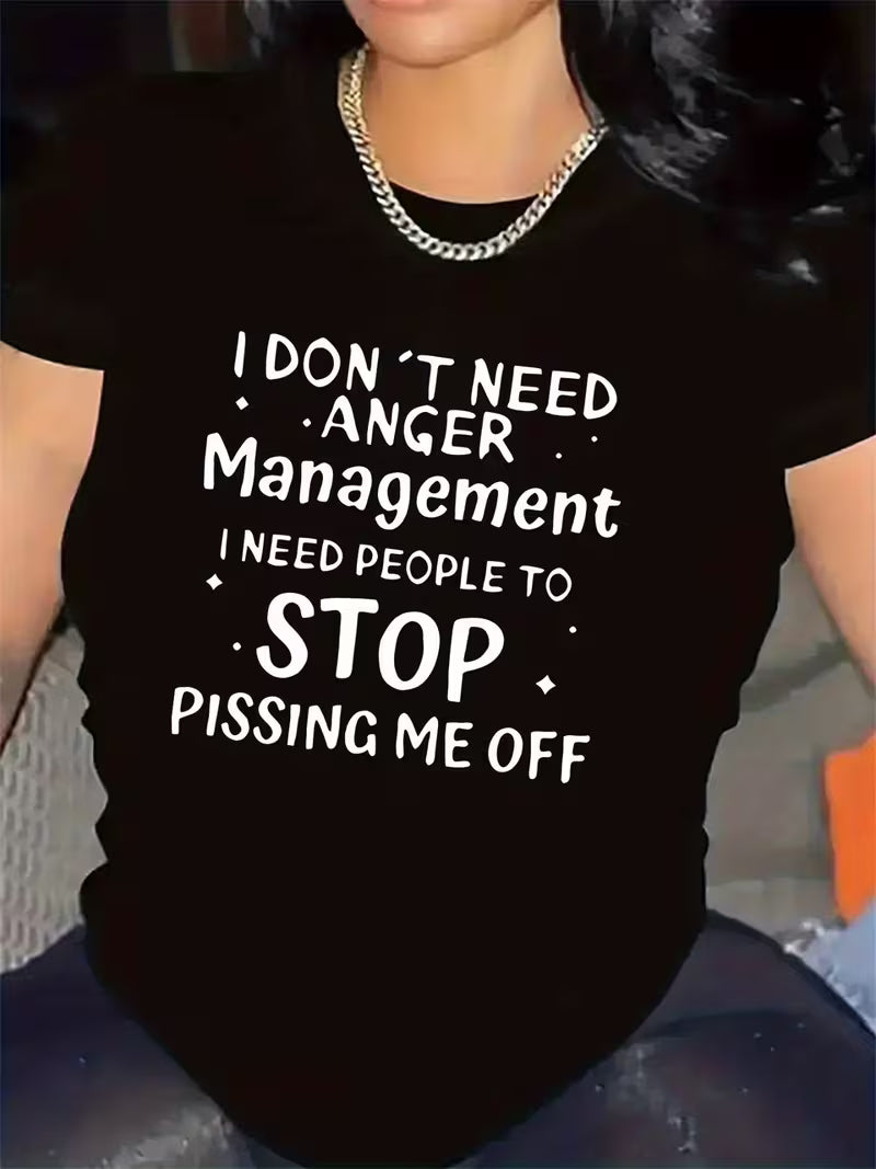 Women's Bold Statement T-Shirt - Funny Saying Tee - Lightweight Polyester Shirt for Restaurant, Office, Casual Attire - Machine Washable Round Neck Top - Expressive Casual Outfit Essential, Restaurant Clothing, Eyecatching Print, Durable Material