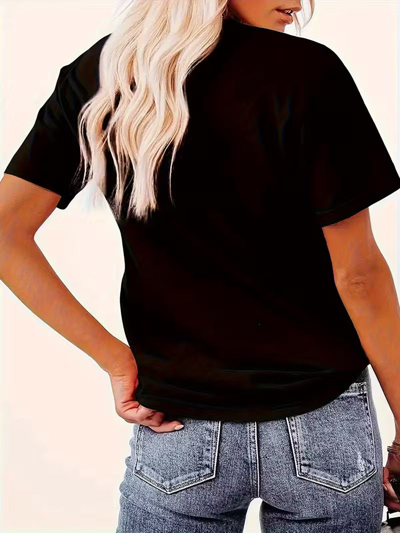 Women's Bold Statement T-Shirt - Funny Saying Tee - Lightweight Polyester Shirt for Restaurant, Office, Casual Attire - Machine Washable Round Neck Top - Expressive Casual Outfit Essential, Restaurant Clothing, Eyecatching Print, Durable Material