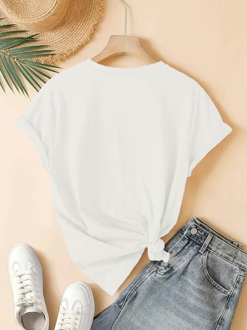 Women's Black Cotton Graphic T-Shirt with "HEY YOU DROPPED THIS" Cartoon Print - Loose Fit Round Neck Short Sleeve Tee for Casual Summer Outfits & Parties, Ladies T Shirts, Everyday Comfort