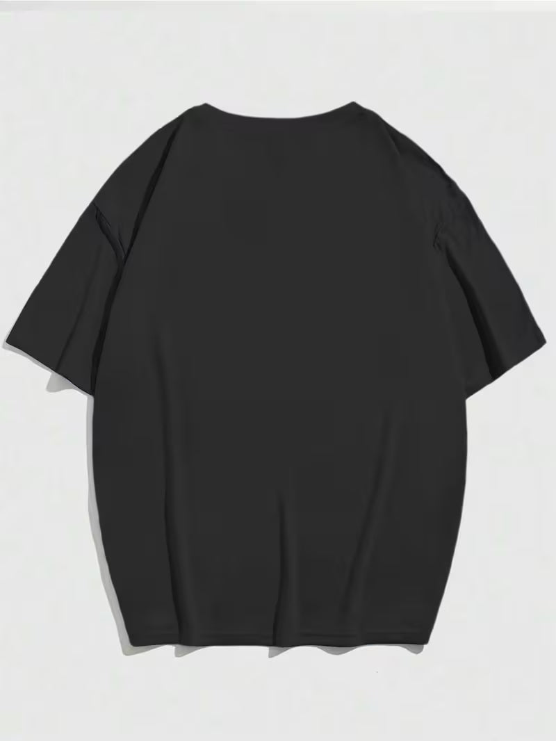 Men'S Funny Dog & Human Hand Graphic T-Shirt - Minimalist White Line Drawing on Black Tee, Casual Round Neck Short Sleeve, All-Season Comfort Fit for Casual Attire, Dog T Shirt, Comfortable Clothing, Playful Design, Durable Print, Soft Material