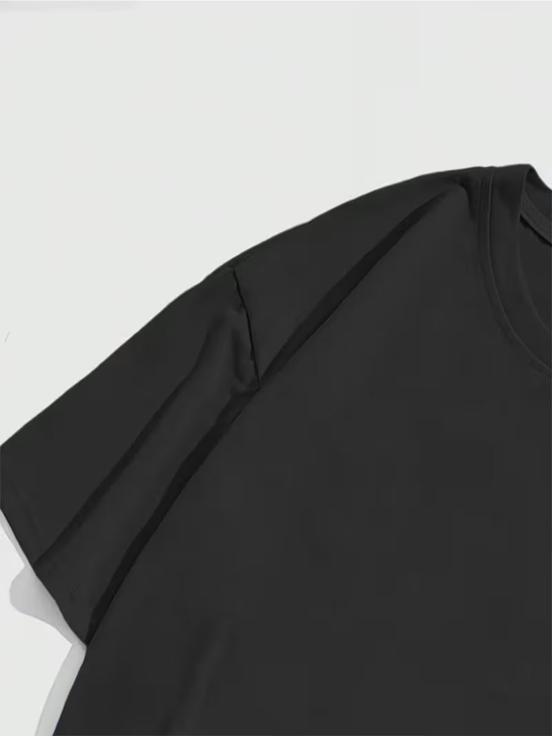 Men'S Funny Dog & Human Hand Graphic T-Shirt - Minimalist White Line Drawing on Black Tee, Casual Round Neck Short Sleeve, All-Season Comfort Fit for Casual Attire, Dog T Shirt, Comfortable Clothing, Playful Design, Durable Print, Soft Material