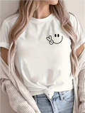 Women'S Fashion, Letters, Patterns, Directional Printed Sweatshirts, Spring And Autumn Round-Neck Sweatshirts, Women'S T-Shirts