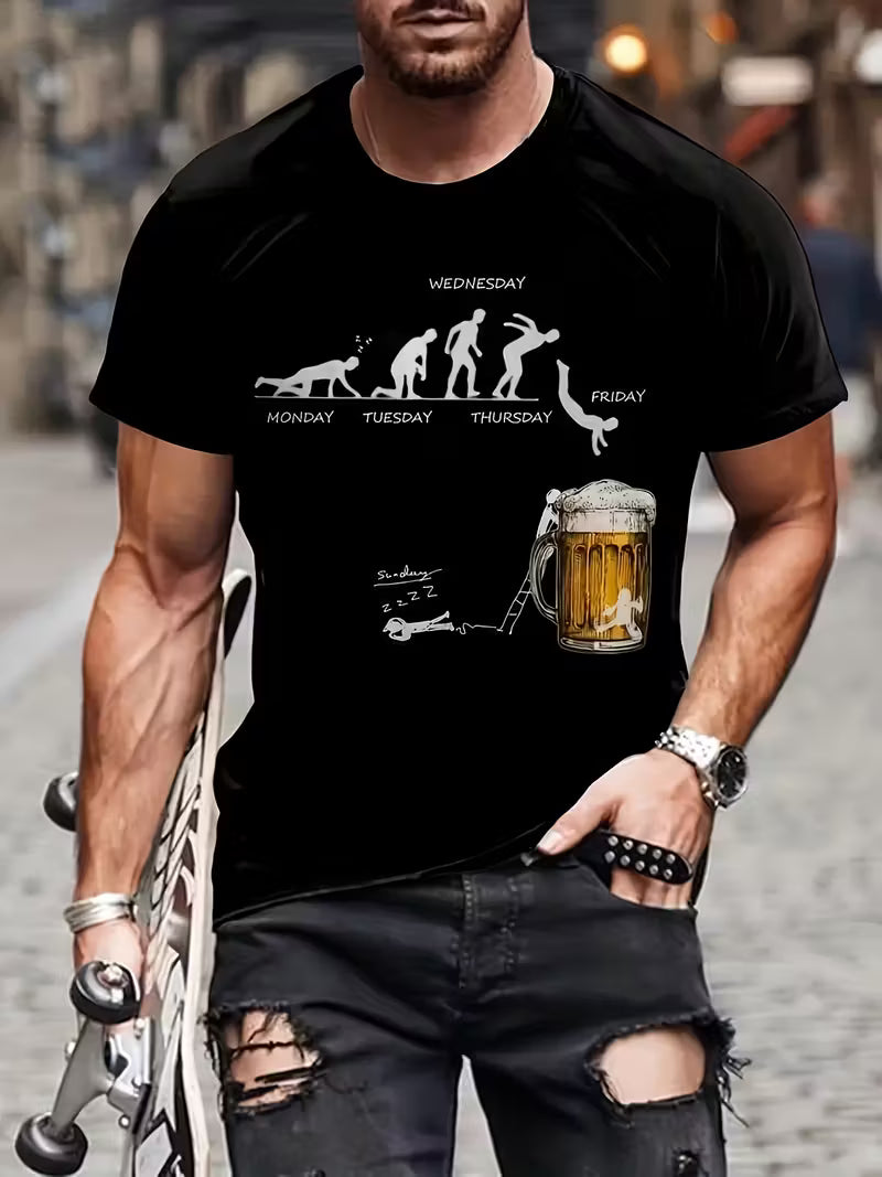 Men's T-shirts, Beer Prints, Outdoor T-shirts, Sports T-shirts, Gifts for Friends, Brothers And Family, 100% Pure Cotton T-shirts,, Mens Shirts, Shirts for Men, Graphic Tees Men
