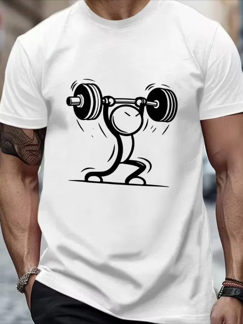 Men'S Navy Blue Weightlifting Graphic T-Shirt - Gym Workout Shirt with Weight Plates Design, Soft Breathable Lightweight Crew Neck Tee for Bodybuilding, Casual Casual Attire