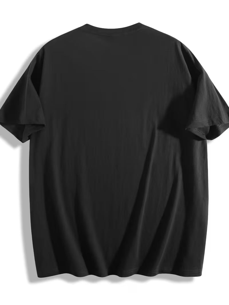 Men's Black Graphic T-Shirt - Astronaut Moon Print Space Theme Shirt | Breathable Cotton Tee for Everyday & Formal Events | Machine Washable Casual Top, Versatile Clothing, Modern Aesthetic, Durable Construction, Short Sleeve Shirt, Trendy Apparel