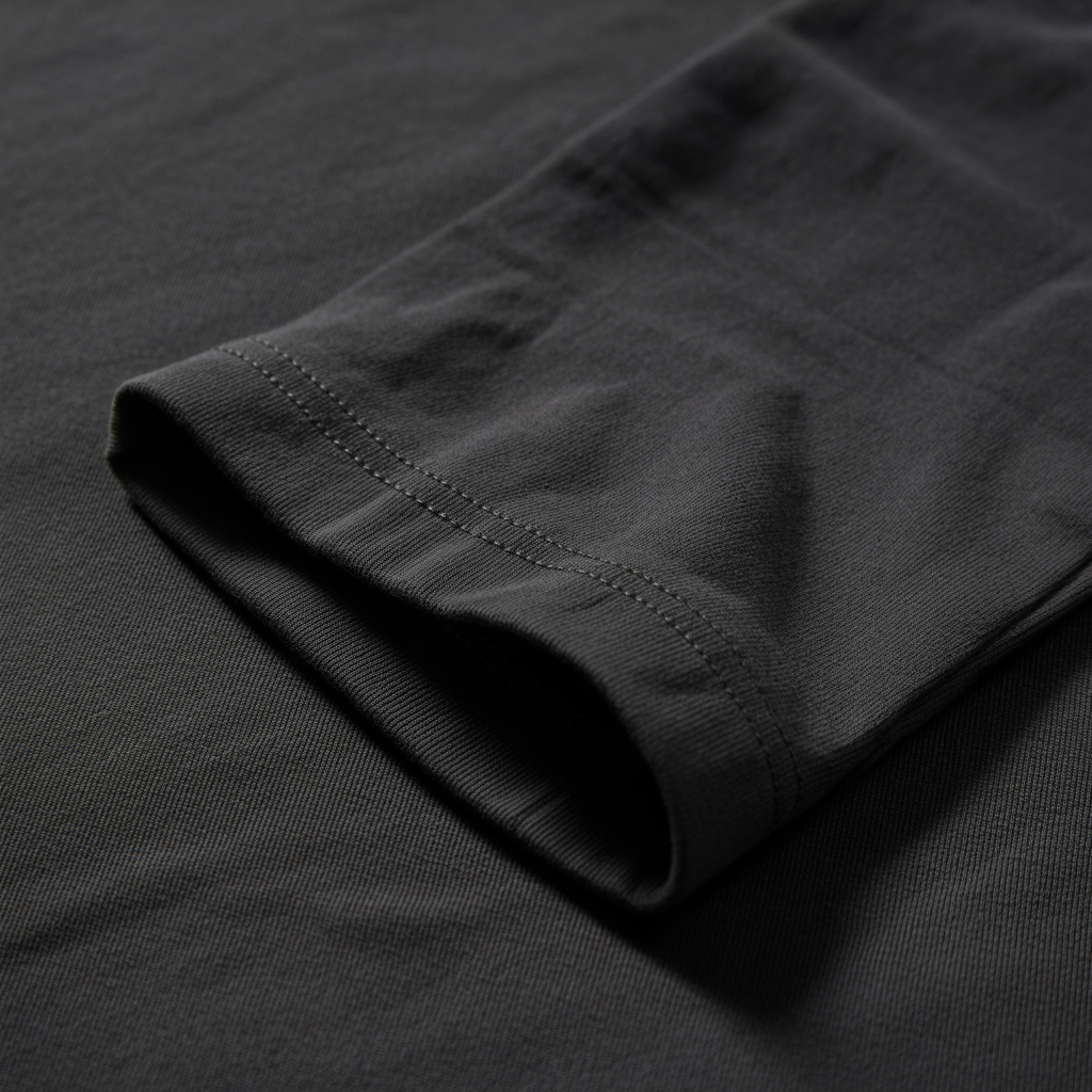 Close-up of a black fabric with folded edge